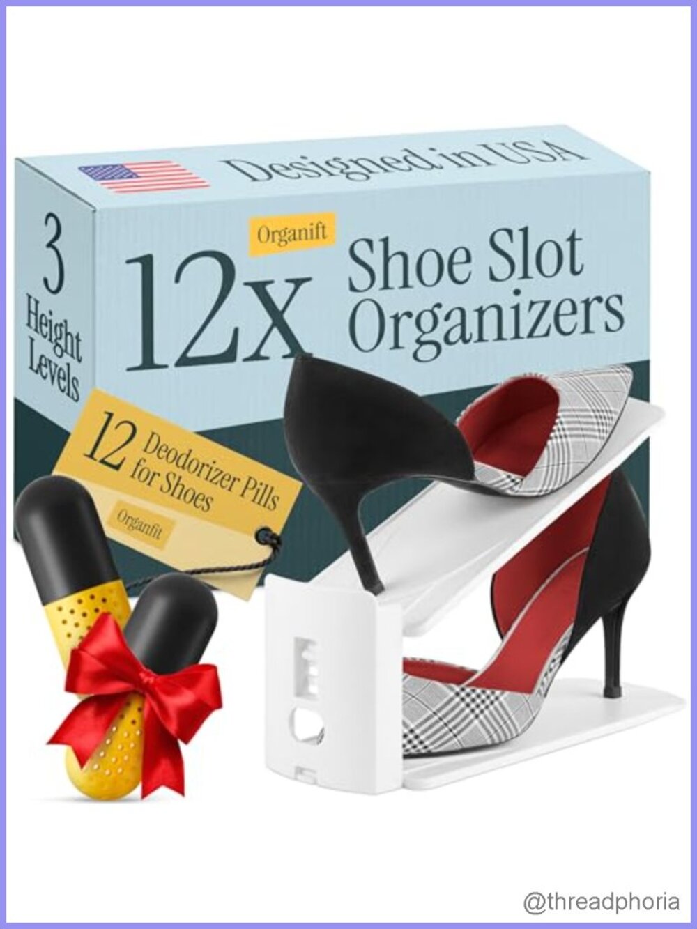 12x Shoe Slot Organizers Space Saving Stackers Adjustable Anti-Slip Foldable